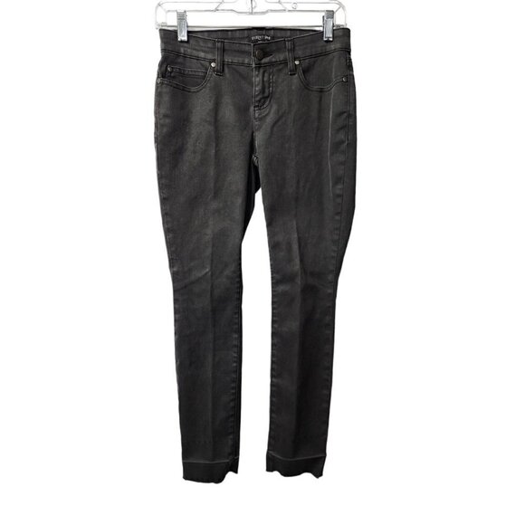 Eileen Fisher Charcoal Gray Faded Black Skinn Jeans Ankle Raw Hem 2P Petite Flaw - Picture 1 of 14